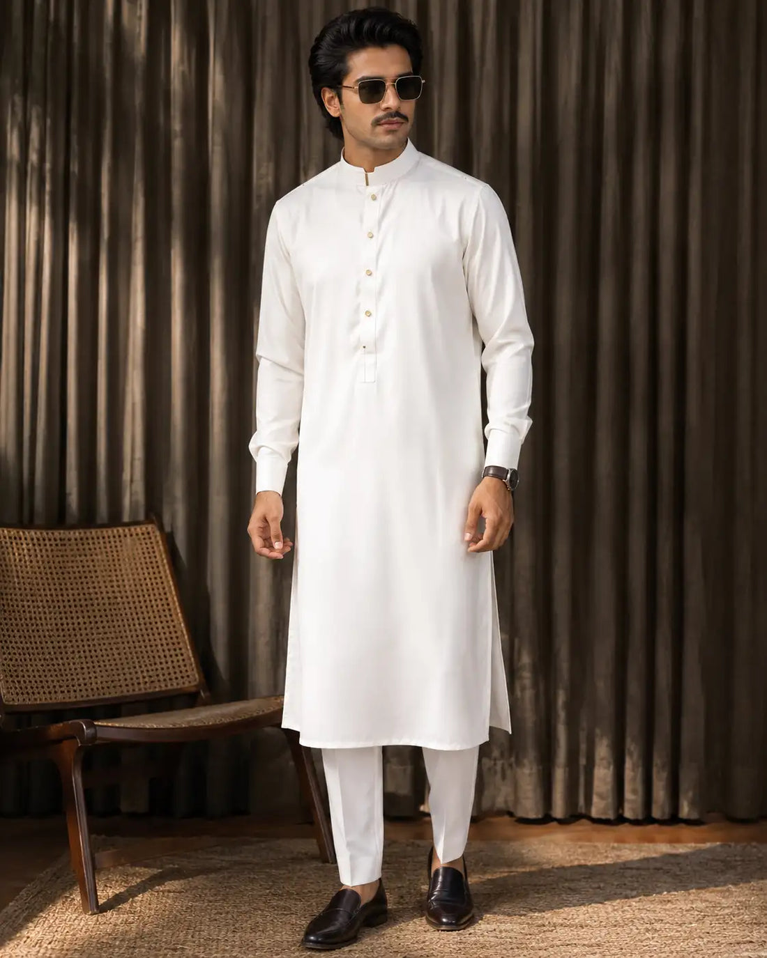 Karimi Mens Wear 2026 Modern Essentials Royal Blue 100% Polyester Blended Fabric Medium Mens Shalwar Kameez Variant 03 - Mens Shalwar Kameez in Royal Blue, Medium, front product view