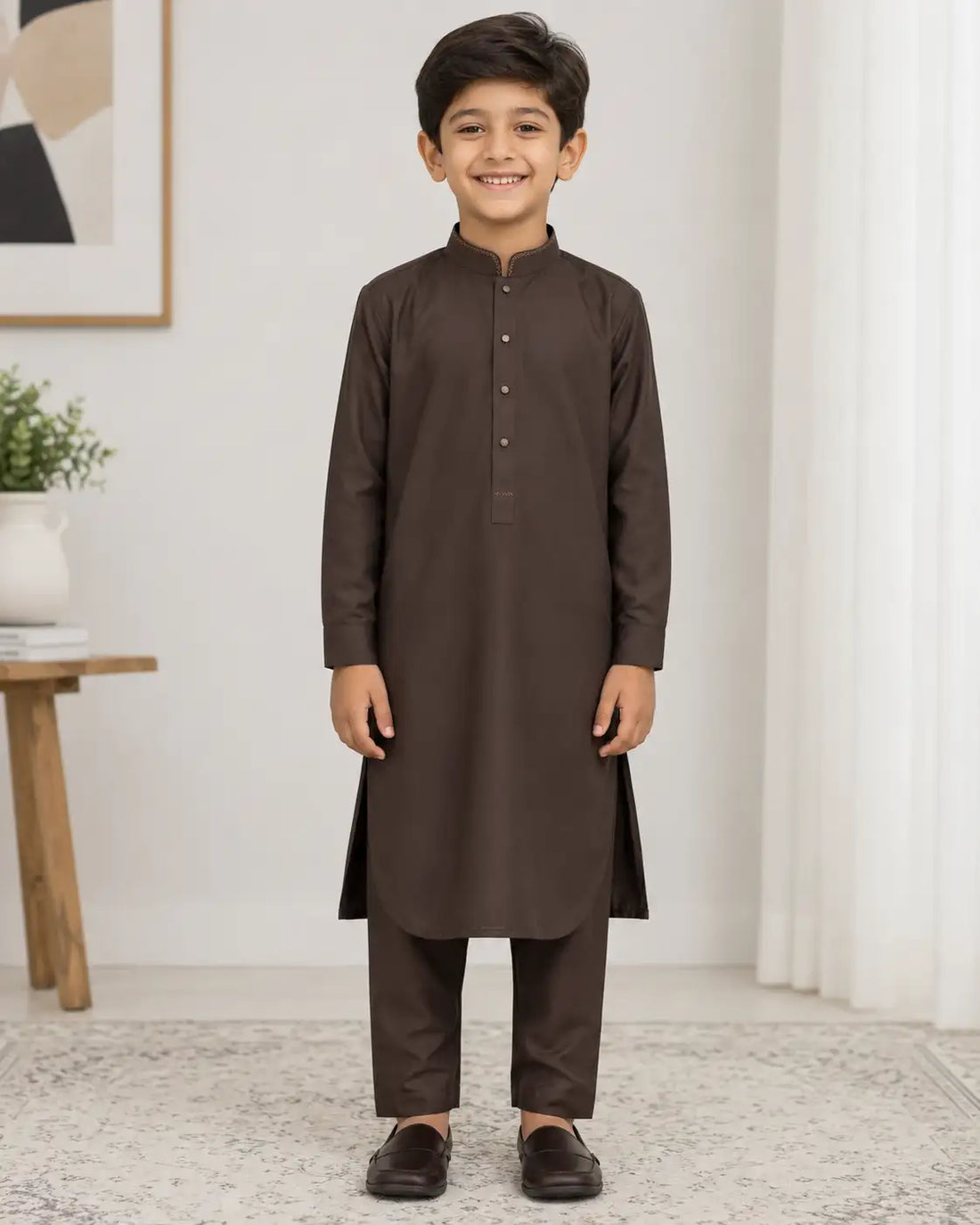 Karimi Mens Wear Obsidian Black Bosky Spectrum One Size 100% Polyester Blended Fabric 2026 Mens Eastern Wear Set Variant 01 - Mens Eastern Wear Set in Obsidian Black, One Size, front product view