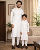 Off-White Premium Band Collar Kurta For Kid's