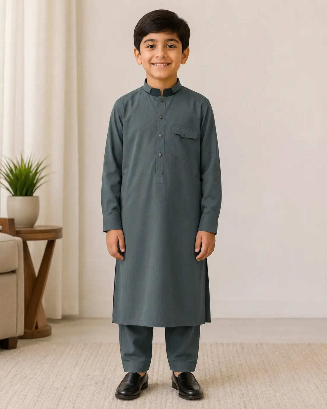 Karimi Mens Wear Bosky Spectrum One Size Light Beige Bosky 2026 100% Polyester Blended Fabric Mens Eastern Wear Set Variant 12 - Mens Eastern Wear Set in Light Beige Bosky, One Size, front product view