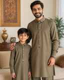 Premium Olive Green Blended Fabric For Kid's