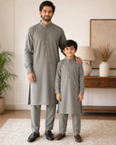 Grey Green Self-Textured Sherwani Kurta For Men's