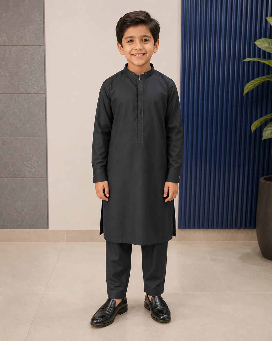 Karimi Mens Wear Cream Verdant Royal 6 Years 100% Polyester Blended Fabric 2026 Kids Kurta Pajama Set Variant 03 - Kids Kurta Pajama Set in Cream, 6 Years, front product view