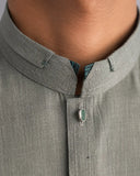 Grey Green Self-Textured Sherwani Kurta For Men's