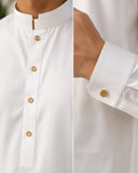 Off-White Premium Band Collar Kurta For Kid's