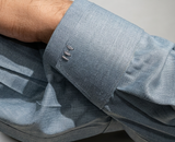 Ash Blue Detailing Kurta-Pajama For Men's