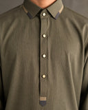 Premium Olive Green Blended Fabric For Kid's