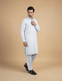 Karimi Mens Wear Couture Pearl Platinum Gold Cotton Fabric Mens Kurta Design-53